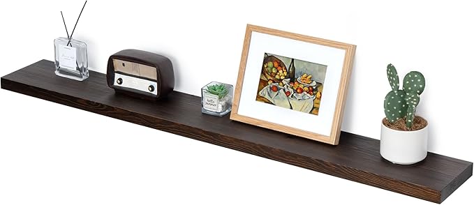 Marsmiles Wood Floating Shelves | 48 Inch Dark Wood Wall Shelves Set of 1 | 48" W x 6.7" D Rustic Wooden Shelves for Bathroom