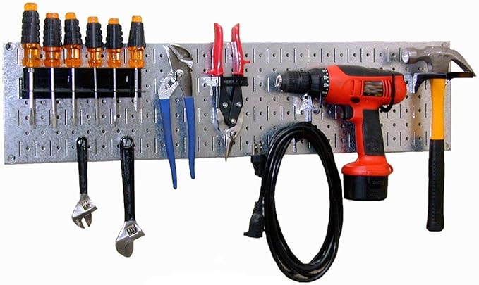 Wall Control 30-WRR-100GVB Galvanized Steel Pegboard Starter Kit