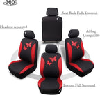 Flying Banner Butterfly car seat Covers ful Set Fashion Universal Lady Woman Female Rear Bench Split Colorized (Full Set, Red