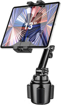 woleyi Cup Holder Car Tablet Mount, iPad Mount Holder for Car/Truck, 360° Rotation Adjustable Universal Tablet Stand Cradle Compatible with iPad Pro Air Mini, Galaxy Tab, Z Fold, iPhone, 4-13" Devices