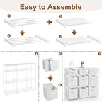 9 Cube Storage Organizer Shelf with Storage Bins and Label, 11 Inch Toy Cube Bins Clothes Closet Organizers Drawers Fabric Dr