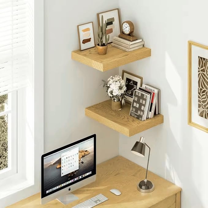 Vivelove 12 Inch Deep Floating Shelves 16 inch Long, Over Toilet Shelf with Invisible Brackets, for Bedroom Bathroom Living R