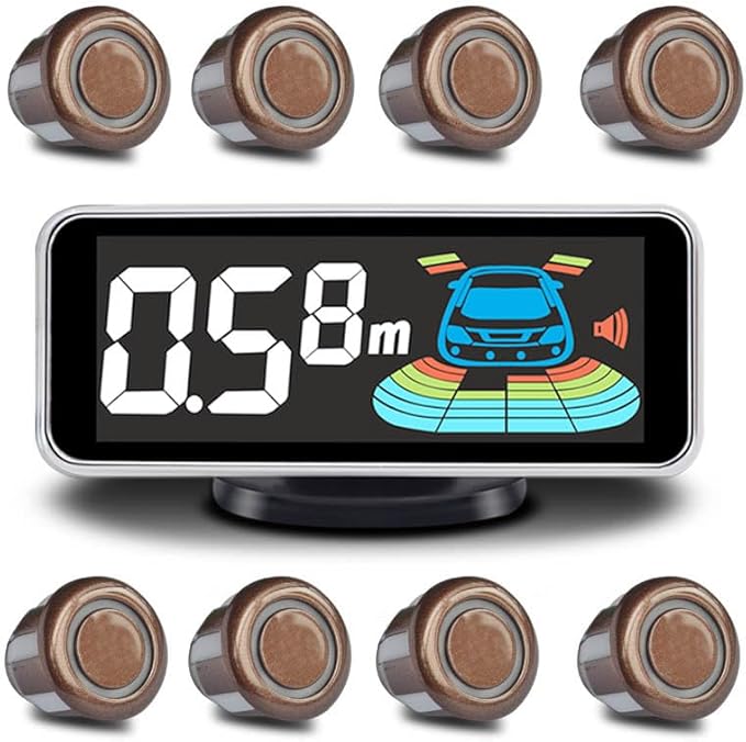 Parktronic 8 Parking Sensors Kit Reverse Backup Radar System Rear and Front View with Sound Warning Ultrasonic Distance Detec