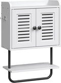 HOOBRO Medicine Cabinet, Double Doors Bathroom Wall Cabinet with Towel Bar, Adjustable Shelf, 2 Hooks, Over The Toilet Storag