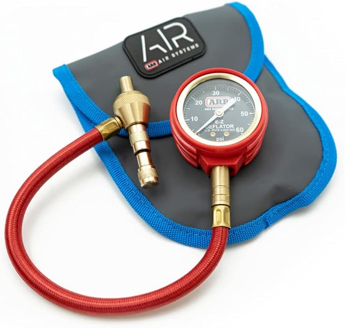 ARB ARB600 E-Z Deflator Kit 10-60 PSI 0-4 BAR Tire Pressure Gauge Rapid Air Down for Offroad Include Recovery Gear Pouch