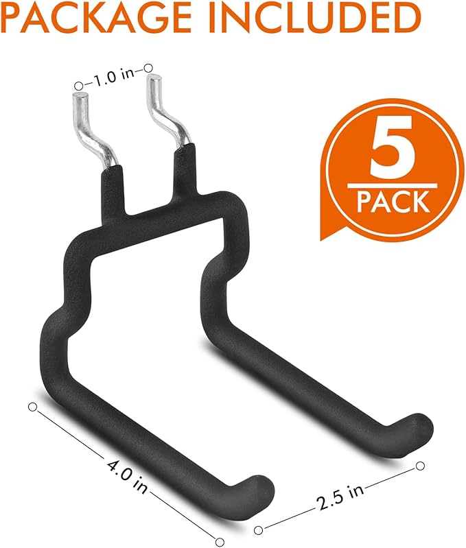 LIGHT DUST Utility Heavy Duty Pegboard Hooks - 5Pack Peg Board Accessories for Hanging Tools Fit 1/8" 1/4" Peg Holes - Pegboa