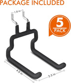 LIGHT DUST Utility Heavy Duty Pegboard Hooks - 5Pack Peg Board Accessories for Hanging Tools Fit 1/8" 1/4" Peg Holes - Pegboa
