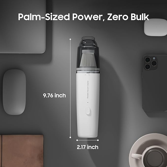 Handheld Vacuum Cordless, Car Vacuum Portable with 2 Suction Modes, Blow & Suction 2-in-1, Mini Vacuum Cleaner Rechargeable f