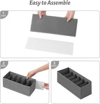 3 Packs Fabric Belt Organizer, 6 Grids Belt Organizer for Closet and Drawer, Foldable Dresser Drawer Organizers, Tie Storage 