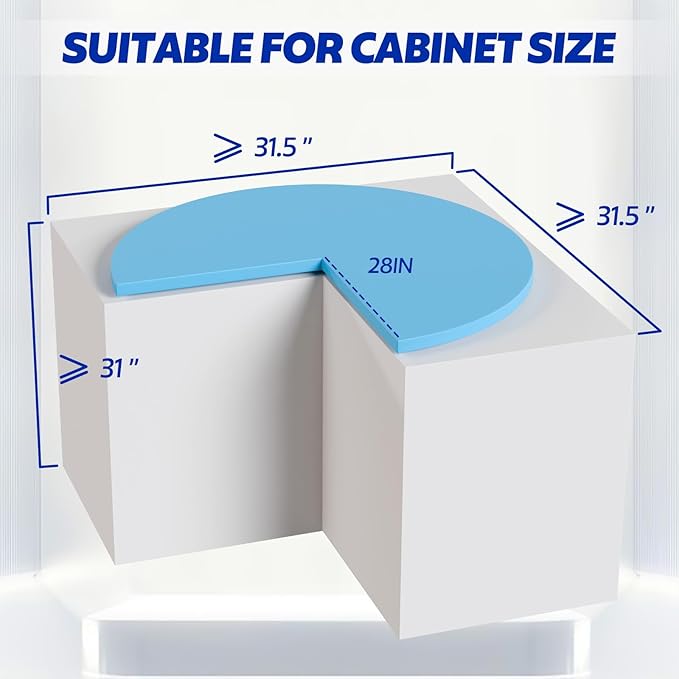 FAHKNS 28" Corner Cabinet Organizer for Kitchen, Fan Shape Lazy Susan Turntable for Cabinet, Stainless Steel 2 Tier Corner Ca