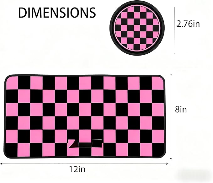 Car Interior Accessories Set – 2PCS Silicone Cup Holder Coasters & 1PCS Anti-Slip Dashboard Pad, Universal Non-Slip Rubber Ma