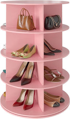 SpaceAid 4 Tier Rotating Shoe Rack Tower, Spinning Shoe Display Lazy Susan, Revolving 360 Shoe Rack Storage Round Carousel, V
