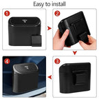 NBTEPEM Car Trash Can with Lid, Mini Auto Garbage Can with 30 Trash Bags, Leakproof Automotive Garbage Container Bin, Multipurpose Organizers and Storage for Car, Home, Office (Black)