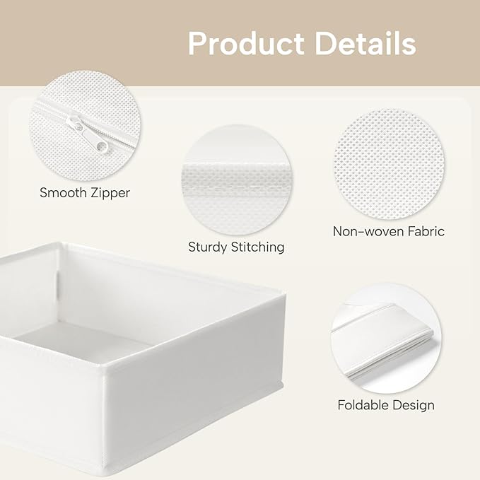 Criusia Underwear Sock Drawer Organizer Dividers 8 Set, Foldable Dresser Closet Organizers and Storage Bins for Baby Clothing