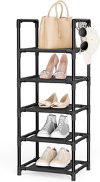 LANTEFUL Narrow Shoe Rack 5 Tier Shoe Shelf Storage for 5-10 Pairs Shoe and Boot, Sturdy Shoe Storage Space Saving Corner Sho