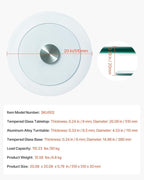 VEVOR 20 in Glass Lazy Susan Turntable, 360° Rotation Round Clear Tabletop Rotating Tray, Tempered Glass Dining Table Centerp