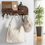 Solid Wood Mail and Key Holder for Wall Decorative Display - Includes Mail Holder, Shelf with Hooks for Keys & Pegs for Hangi