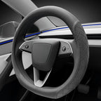 LKWLIKEI Leather Steering Wheel Cover. Elegant Diamond Checkered Design, Non-Slip and Breathable, for Tesla Model 3/Y Steerin