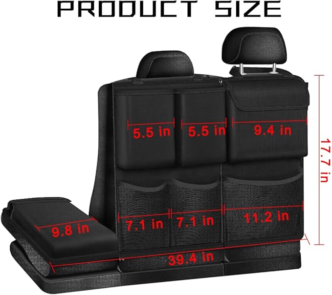 Mandark Car Trunk Organizer, Detachable Vehicle Seatback Hanging Storage Container with Zippers, Large Capacity Waterproof Auto Seat Back Trunk Bag Accessories, Universal for Most Vehicles (Black)