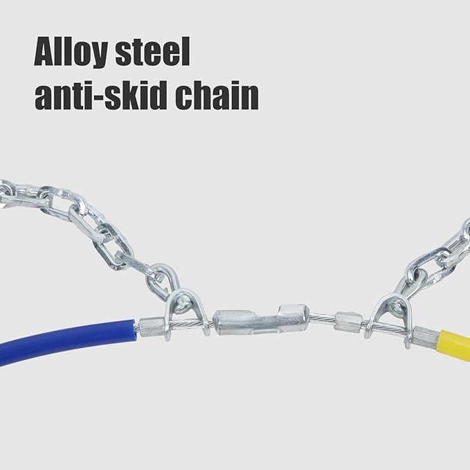 Portable Snow Tire Chains, Semi-Automatic Tighten Snow Traction Chains, Easy Install Emergency Tire Chains for Passenger Cars