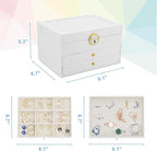KOOAAICCHI Jewelry Box for Women, 3-Layer Jewelry Organizer, Jewelry Storage Case PU Leather for Earrings, Bracelets, Ring, N