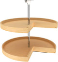 Rev-A-Shelf 28" Pie-Cut Lazy Susan Organizer for Base Corner Kitchen Cabinets, Banded Wood Home Storage 2-Shelves w/Telescopi
