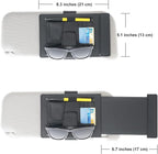 TFY Car Sun Visor Extender and Organizer, Universal Sunshade Anti-Glare, Vehicle Storage Holder for Sunglasses, Pens and Cards, Multi-Pocket Auto Interior Accessories - 1 Piece (Black)
