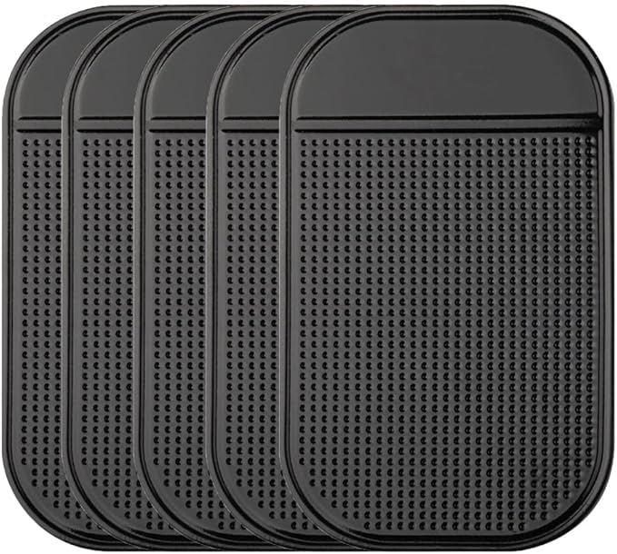 Car Dashboard Sticky Pad, 5-Pack Anti-Slip Dash Mat Upgraded Bigger and Thicker, Non-Slide Phone Mat for Radar Detector, Keys