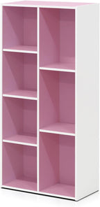 Furinno LUDER Book Shelf, 7-Cube Bookshelf, Bookcase with Open Shelves, 9.4 x 19.5 x 41.7, Easy Assembly, for Living Room, Be