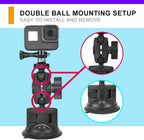 Car Windshield Suction Cup Mount for Insta360 ACE Pro ONE X4 X3 X2 X R RS GO 2 3, GoPro Hero Max Fusin 12 11 Accessories and DJI OSMO Action Camera Dash Cam Holder