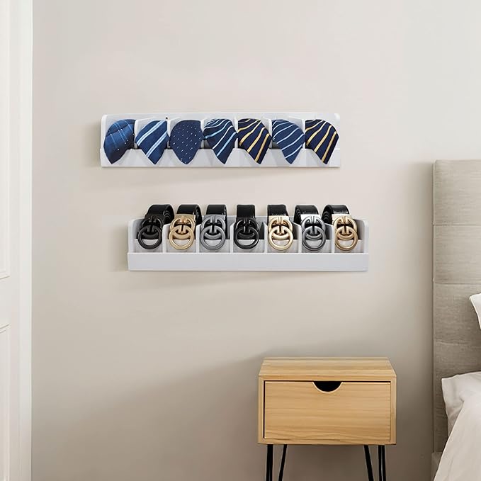 Belt Organizer for Drawer - Bamboo Belt Storage Organizer | Belt Rack for Closet Wall Mount Men Women Tie Sock Bra Scarf Ribb