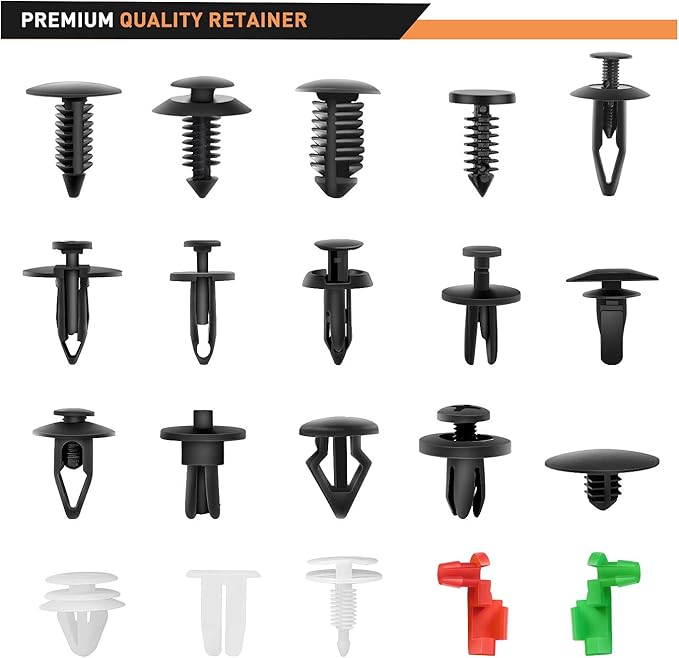 GOOACC 425 Pcs Car Body Retainer Clips Set Tailgate Handle Rod Clip Fastener Remover - 19 Popular Sizes Auto Push Pin Rivets 