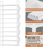 LUKYTOWER Tall Shoe Rack 10 Tier Shoe Racks Organizer for Closet 30-35Pairs,Large Capacity Storage Rack for Shoes with 5Hooks