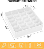 Sock Organizer 4 Pack, 24 Cell Foldable Underwear & Sock Storage, Drawer Organizer for Ties, Belts. (White)