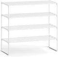 SONGMICS Shoe Rack, 4-Tier Shoe Organizer, Metal Storage Shelf, Upright or Upside Down, for 20-25 Pairs, Stackable, for Entry