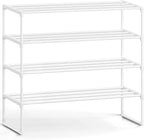 SONGMICS Shoe Rack, 4-Tier Shoe Organizer, Metal Storage Shelf, Upright or Upside Down, for 20-25 Pairs, Stackable, for Entry