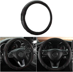 Leather Steering Wheel Cover, Auto Car Stretch Steering Wheel Protector, Universal 15 Inch Anti-Slip Breathable Odorless Stee