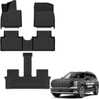 Auxko All Weather Floor Mats for Hyundai Palisade 2026 7/8 Seats Gasoline Only All Season TPE Accessories Guard Odorless Anti-Slip Floor Liners for Hyundai Palisade 2026 7/8 Passengers