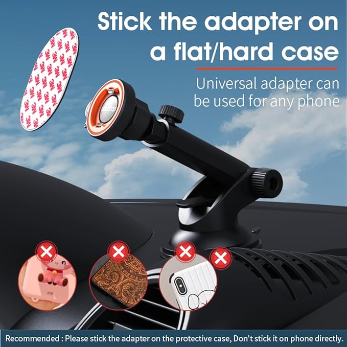 sincetop Car Phone Holder Mount, Cell Phone Mount for Car Dashboard Windshield, 3 in 1 Super Suction Cup with Strong Sticky Gel, Adjustable Universal for All Phones【Series C - 1st Gen】