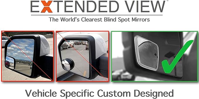 NXTGEN Custom Blind Spot Mirrors - Compatible With 2015-2020 Ford F150 13th Generation Factory Mirrors With BLIS | Extended View