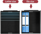 Huolewa File Organizer Box with Lid, Collapsible File Folder Organizer for Office Document Storage, Filing Box with Plastic S