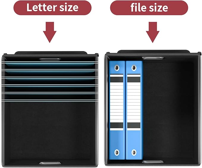 Huolewa File Organizer Box with Lid, Collapsible File Folder Organizer for Office Document Storage, Filing Box with Plastic S