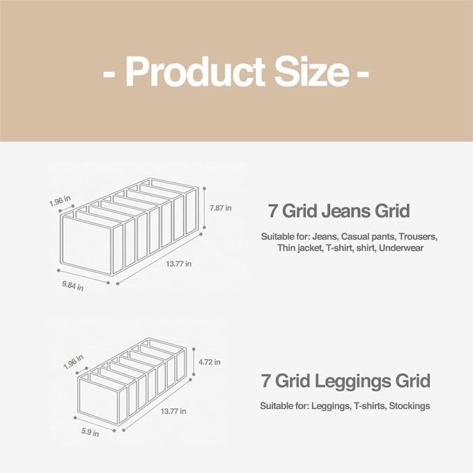Wardrobe Clothes Organizer, 7 Grids Washable Portable Closet Organizer Mesh Separation Storage Box Foldable Closet Drawer Org