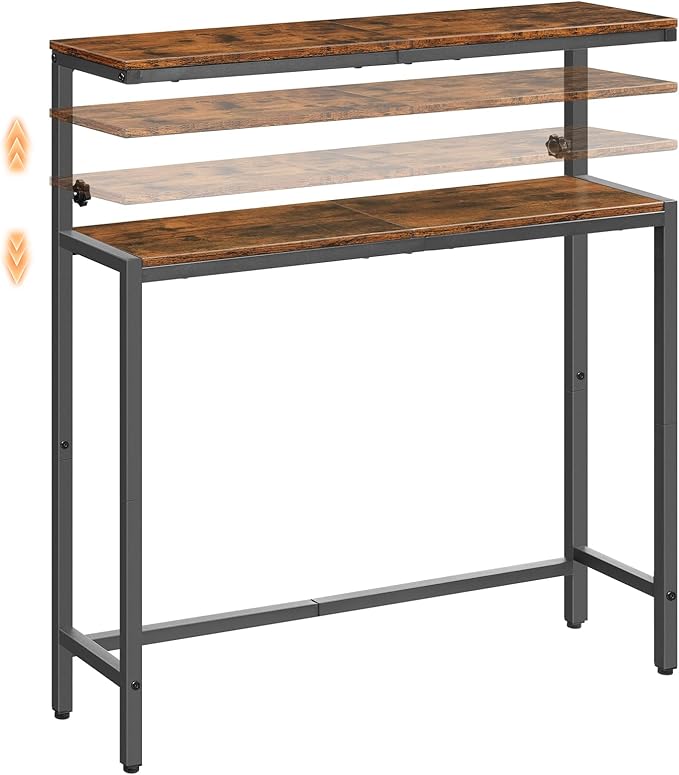 HOOBRO Wall Shelf and Console Table, 2 Pack Floating Shelves Wall Mounted, Narrow Console Table with Adjustable Height (31.5"