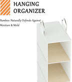 VERONLY Hanging Shoe Shelves - 6 Section,Closet Organizer Set of 2 with Woven Bamboo Shelves,Slim 5.5” Wide Design for Space-