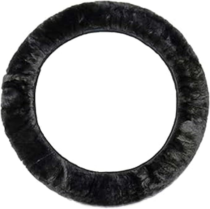 AEGIS Cover Sheepskin Steering Wheel Cover Premium Luxury AUS Genuine Merino Wool All-Season Non-Slip for Cars Fits 14.5-15.5" Wheels (Charcoal)