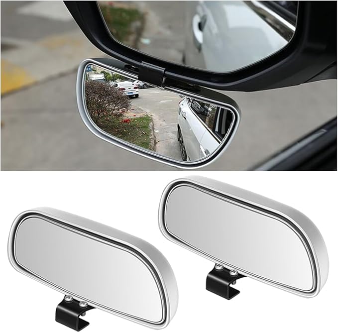 Mandark 2PCS Car Blind Spot Mirror, Rectangle HD Glass Convex Vehicle Rearview Mirror, Wide Angle Adjustible Auto Exterior Blindspot Side View Mirror, Universal for SUV, Sedan, Truck (Silver)