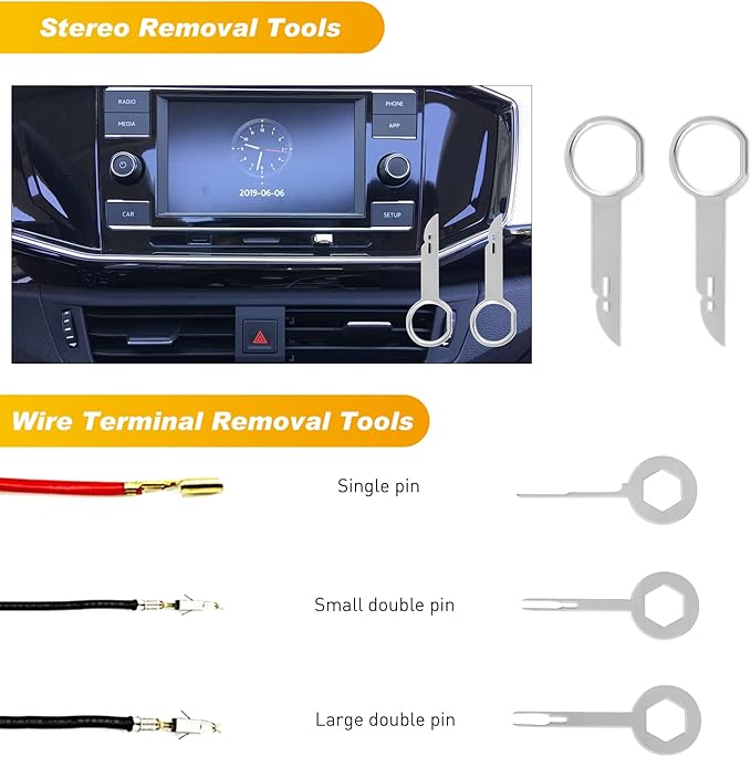 GOOACC 19Pcs Trim Removal Tool Set Panel Fastener Clips Removal Automotive Plastic Upholstery Pliers Removal Install Removal 