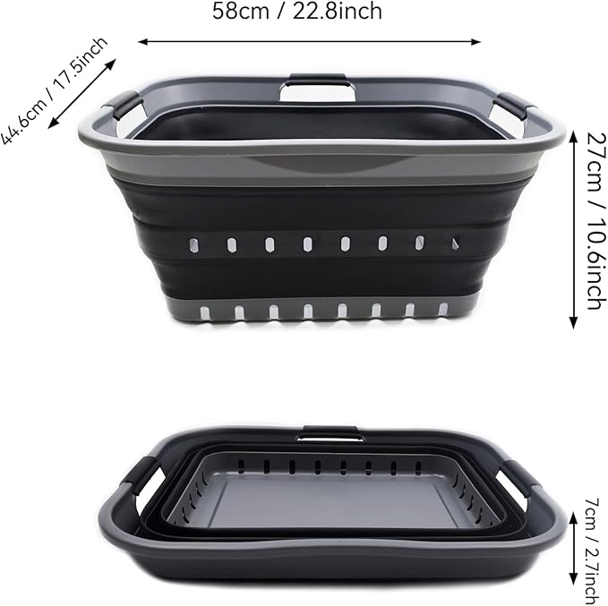 SAMMART 42L Collapsible Plastic Laundry Basket - Foldable Pop Up Storage Container/Organizer - Space Saving Hamper/Basket (1,