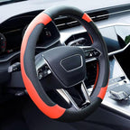 Xizopucy Orange Steering Wheel Cover Microfiber Leather Sporty Car Accessories for Men and Women,Breathable Non-Slip Universa